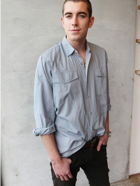 Vintage Swedish navy deck shirt military top grey-blue army