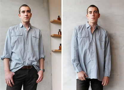 Vintage Swedish navy deck shirt military top grey-blue army