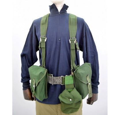 Vintage 1990s Swedish army load carrying set belt pouches straps military fishing hunting webbing canteen shoulder bearing