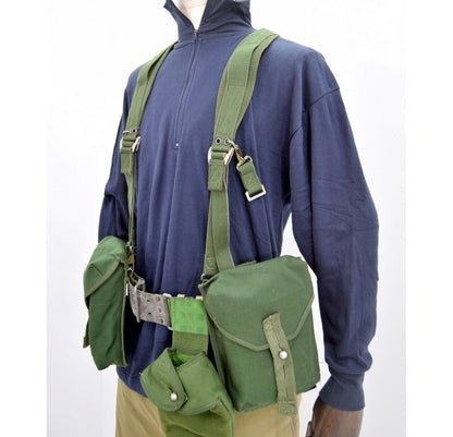 Vintage 1990s Swedish army load carrying set belt pouches straps military fishing hunting webbing canteen shoulder bearing