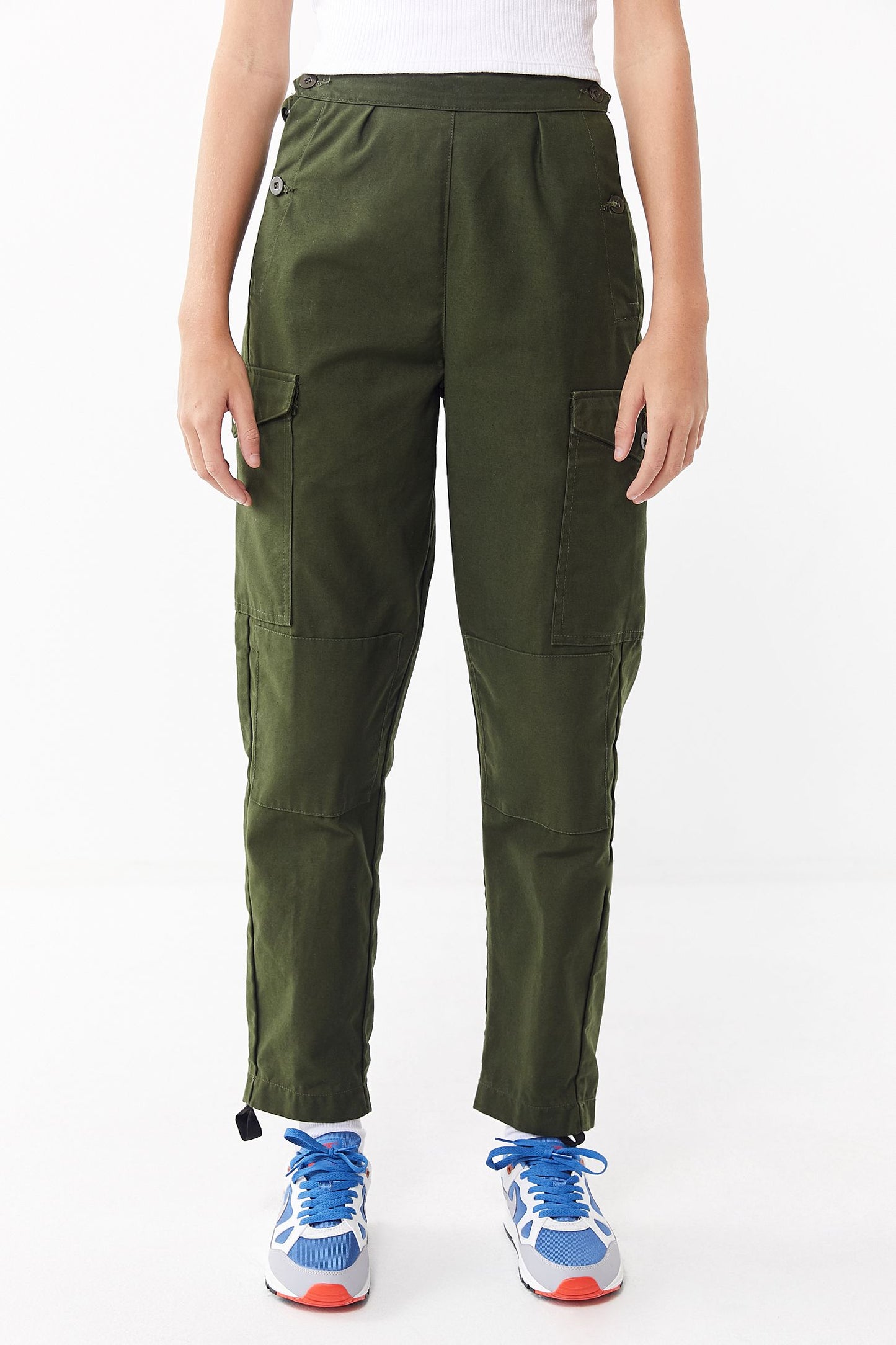 New Vintage Swedish army M59 trousers green khaki pants military high waisted olive cargo combat womens button waist