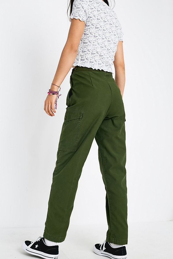Vintage Swedish army M59 trousers green khaki pants military high waisted olive cargo combat womens button waist