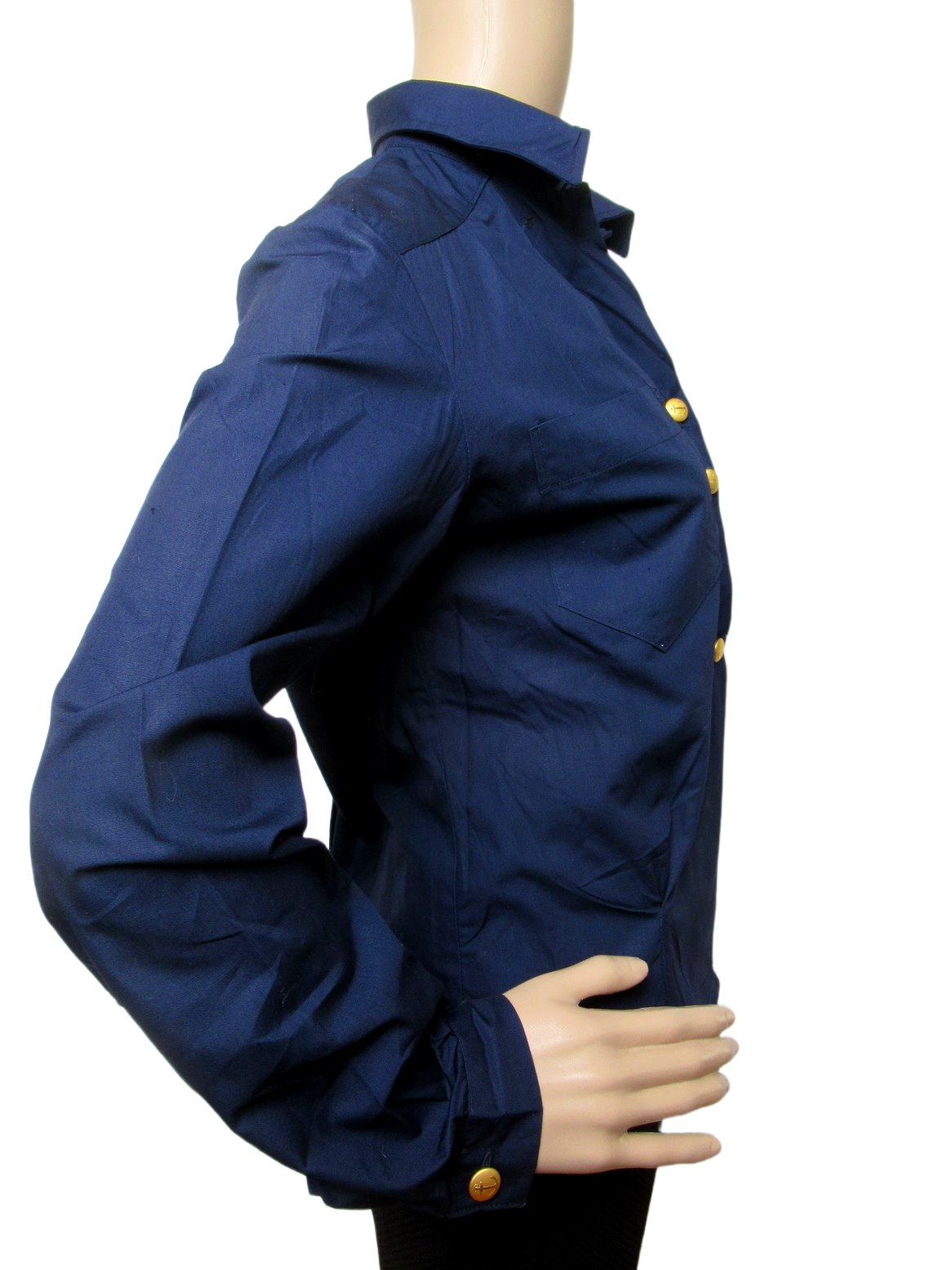 Vintage Womens 1970s Swedish navy blouse service shirt field army military middy uniform