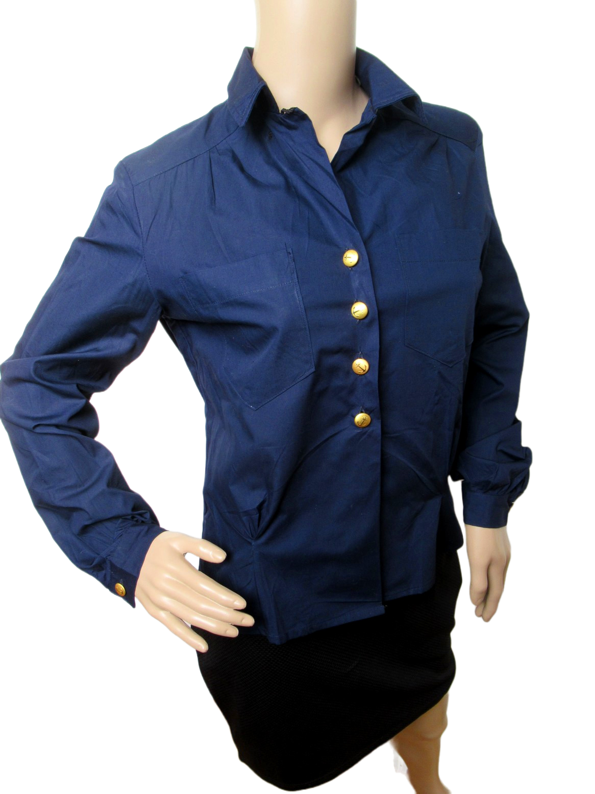 Vintage Womens 1970s Swedish navy blouse service shirt field army military middy uniform