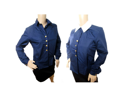 Vintage Womens 1970s Swedish navy blouse service shirt field army military middy uniform