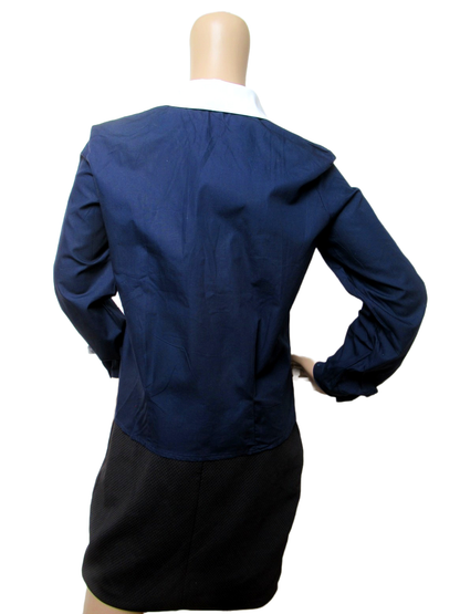 Vintage Womens 1970s Swedish navy blouse service shirt field army military middy uniform
