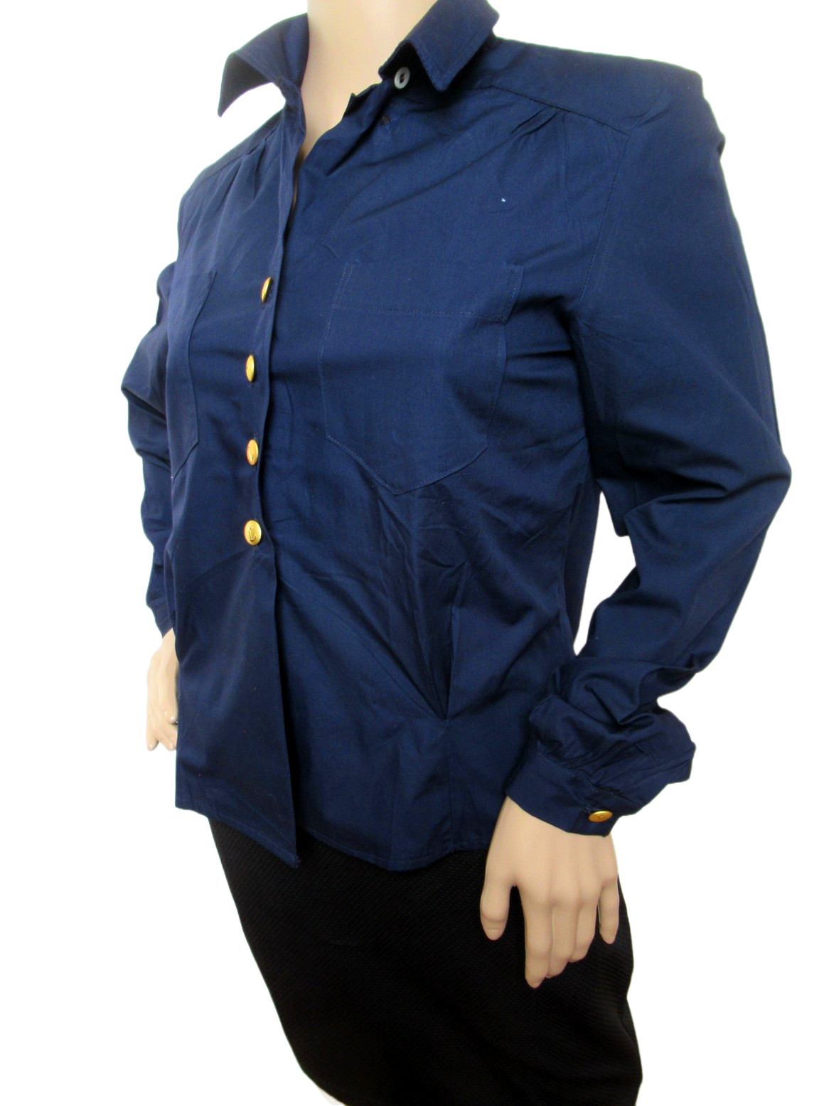 Vintage Womens 1970s Swedish navy blouse service shirt field army military middy uniform