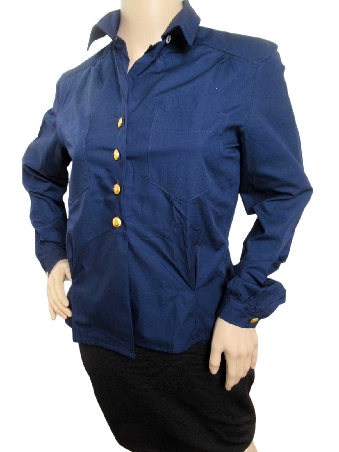 Vintage Womens 1970s Swedish navy blouse service shirt field army military middy uniform