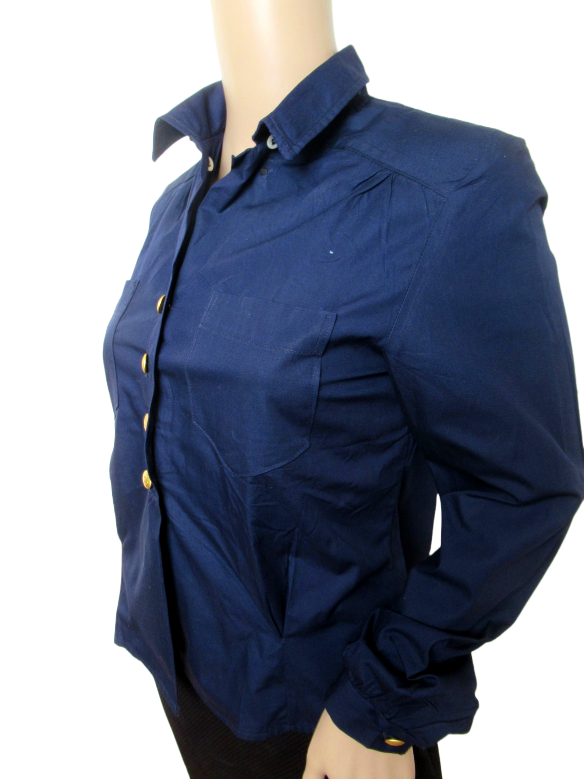 Vintage Womens 1970s Swedish navy blouse service shirt field army military middy uniform