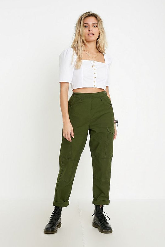 Vintage Swedish army M59 trousers green khaki pants military high waisted olive cargo combat womens button waist