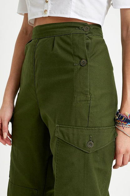 Vintage Swedish army M59 trousers green khaki pants military high waisted olive cargo combat womens button waist