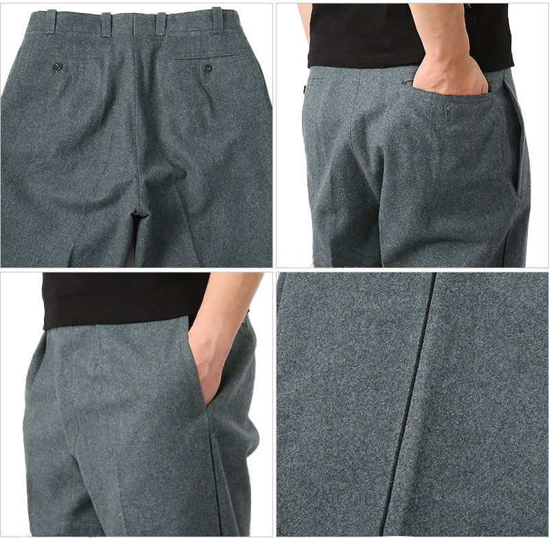 Vintage Swiss army grey wool trousers pants military dress stripe Switzerland women's