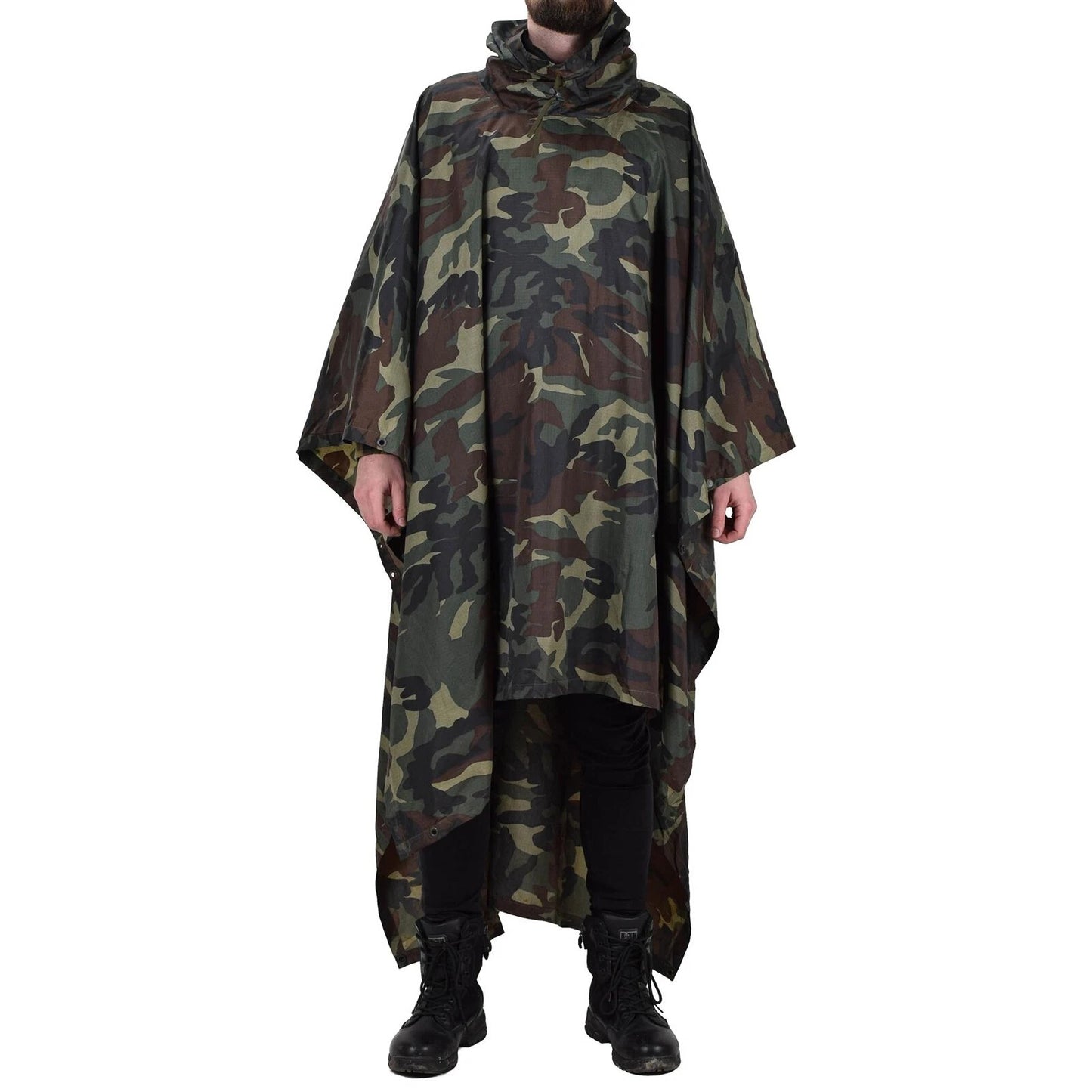 Authentic 1990s Turkish army ERDL camo poncho rain waterproof camouflage fishing camping hiking raincape