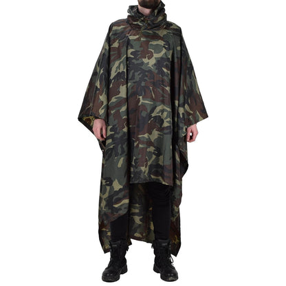 Authentic 1990s Turkish army ERDL camo poncho rain waterproof camouflage fishing camping hiking raincape