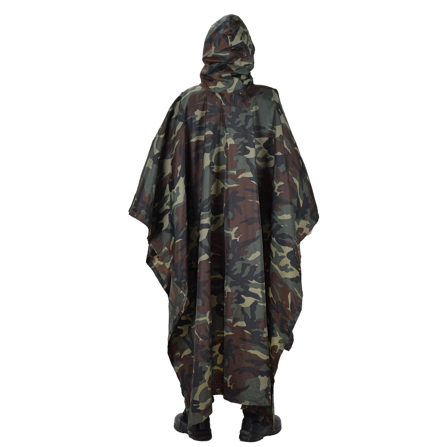 Authentic 1990s Turkish army ERDL camo poncho rain waterproof camouflage fishing camping hiking raincape