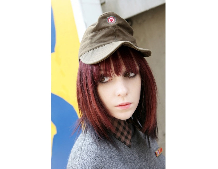Vintage Austrian army cadet cap beret military hat bundesheer olive khaki baseball peaked