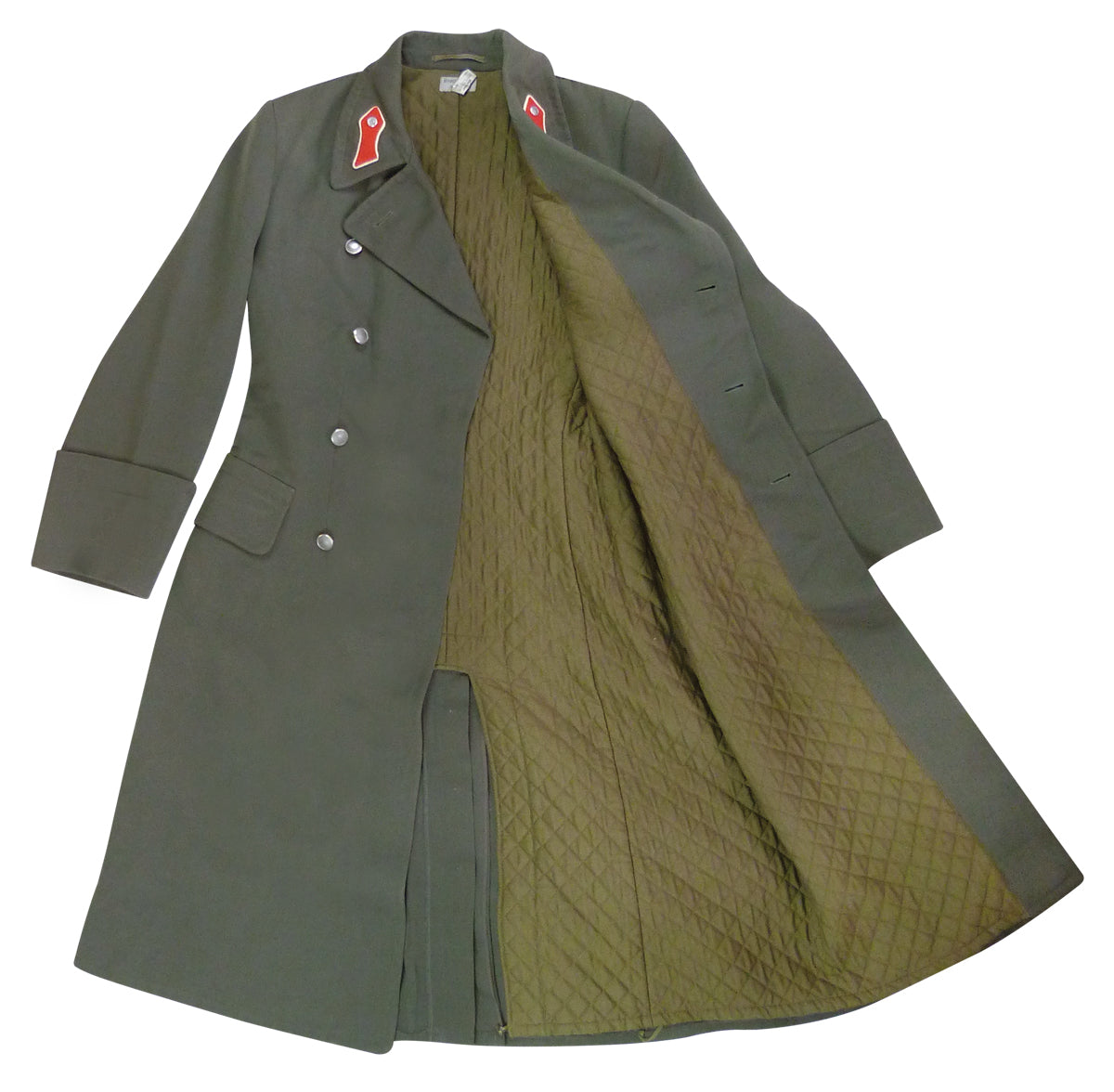 Damaged vintage Double breasted Austrian Army Gaberdine Wool Army Trenchcoat Greatcoat trench military overcoat coat reds