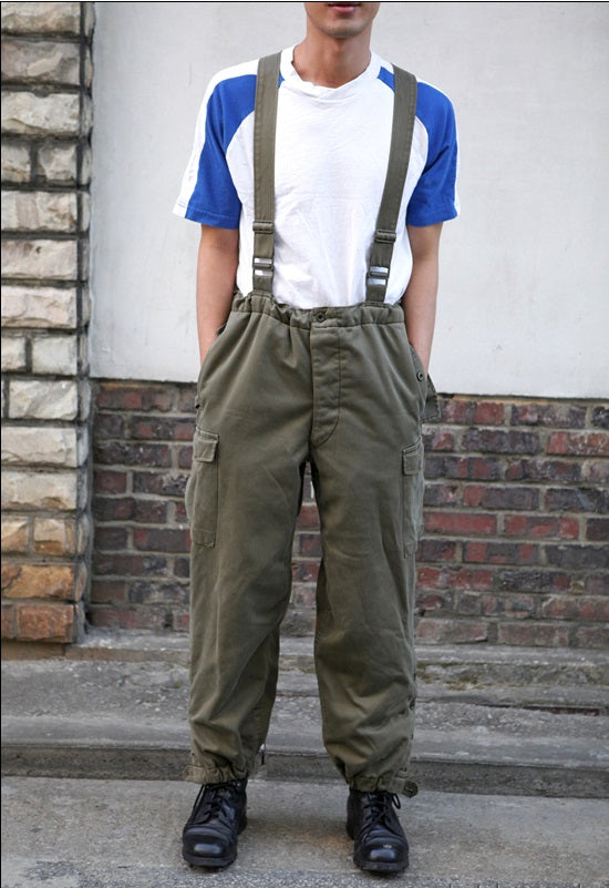 Authentic Austrian army lined winter over trousers cold weather olive cargo pants bottoms military thermo