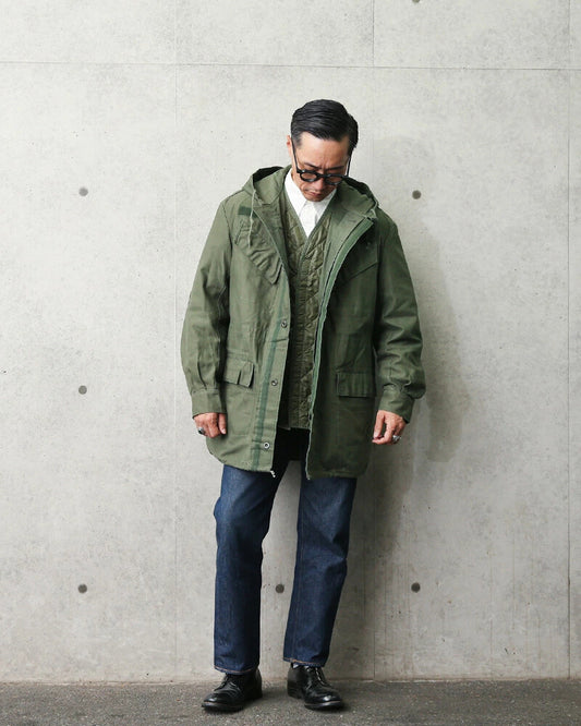Vintage Belgian Air Force M64 parka jacket coat olive drab military army waterproof membrane raincoat