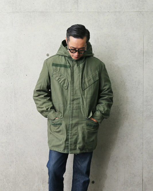 Vintage Belgian Air Force M64 parka jacket coat olive drab military army waterproof membrane raincoat