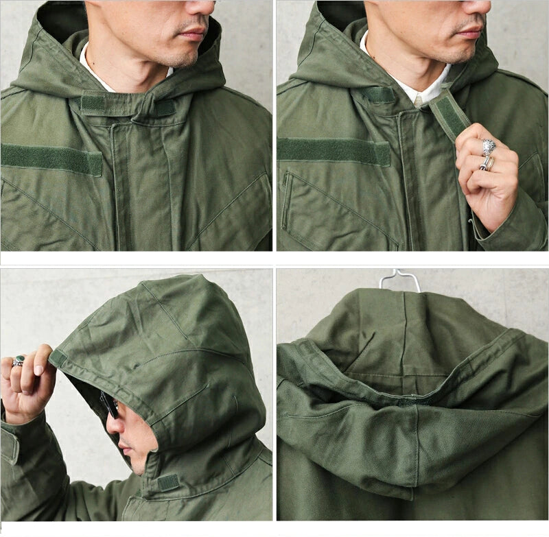 Vintage Belgian Air Force M64 parka jacket coat olive drab military army waterproof membrane raincoat
