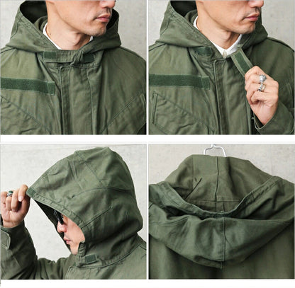Vintage Belgian Air Force M64 parka jacket coat olive drab military army waterproof membrane raincoat
