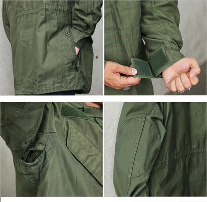 Vintage Belgian Air Force M64 parka jacket coat olive drab military army waterproof membrane raincoat