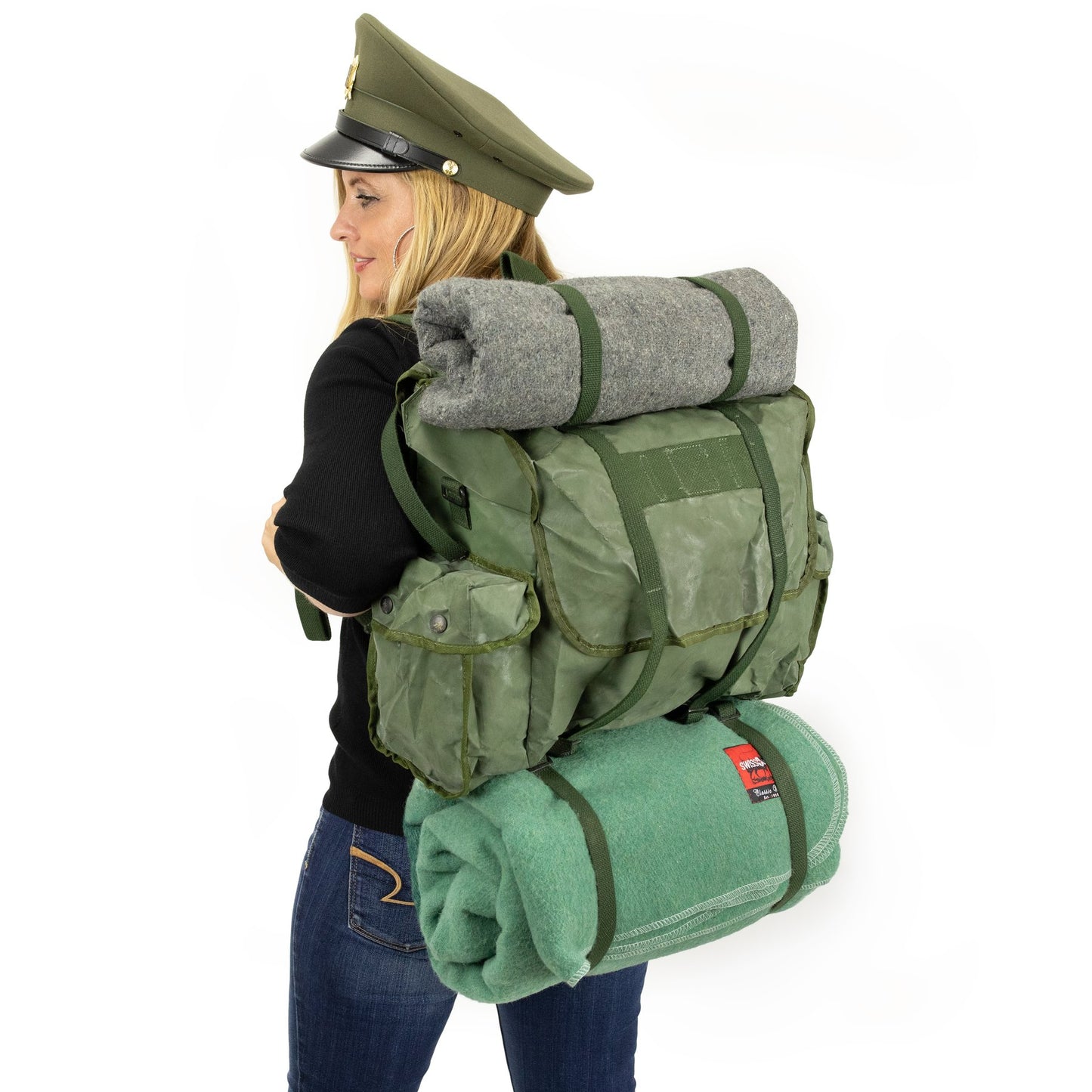 Grade 1 Vintage Belgian army waterproof rucksack backpack day pack ruck sack shoulder bag PVC military 25 litre