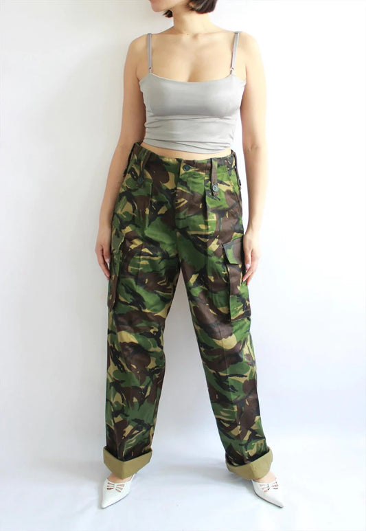 Vintage 1980s British army M85 DPM camo trousers pants high waisted military camouflage cargo combat woodland DPM