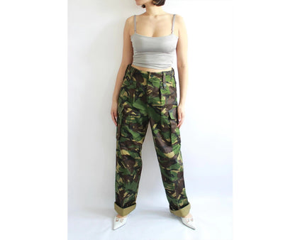 Vintage 1980s British army M85 DPM camo trousers pants high waisted military camouflage cargo combat woodland DPM