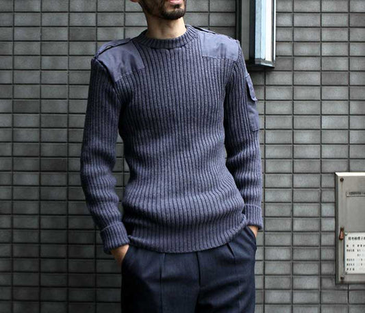 vintage British air force blue-grey wool jumper pullover sweatshirt RAF army military stretchy sweater pulli jersey