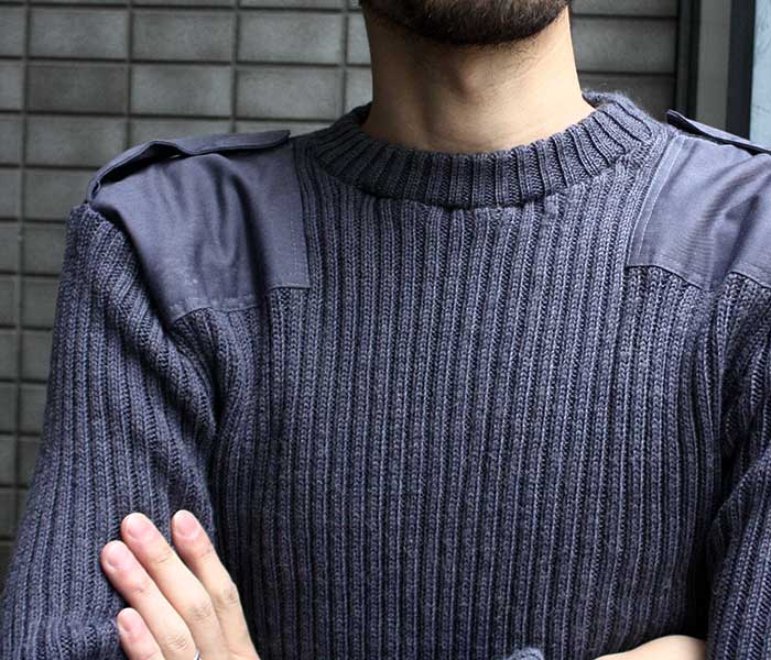 vintage British air force blue-grey wool jumper pullover sweatshirt RAF army military stretchy sweater pulli jersey