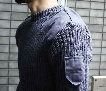 vintage British air force blue-grey wool jumper pullover sweatshirt RAF army military stretchy sweater pulli jersey