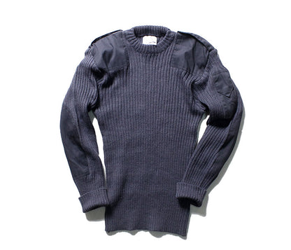 Vintage Women's British air force blue-grey wool jumper RAF army pullover sweatshirt military stretchy sweater pulli