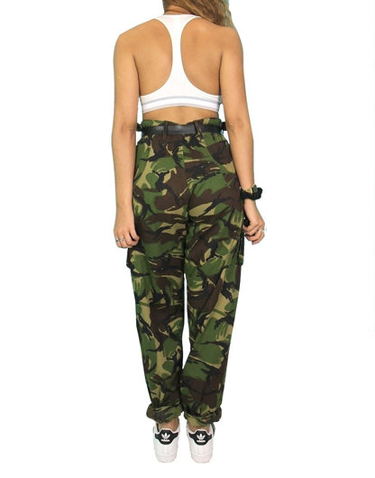 New Vintage Women's Dutch army camo trousers pants military camouflage cargo combat woodland DPM high waisted unissued