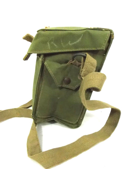 Vintage WW2 British Army Canvas gas mask bag Satchel shoulder military WWII