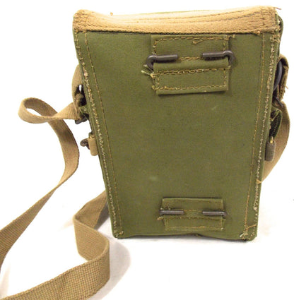 Vintage WW2 British Army Canvas gas mask bag Satchel shoulder military WWII