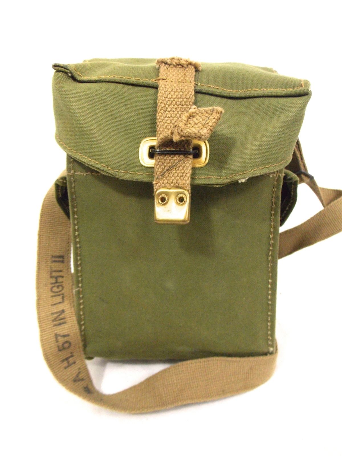 Vintage WW2 British Army Canvas gas mask bag Satchel shoulder military WWII