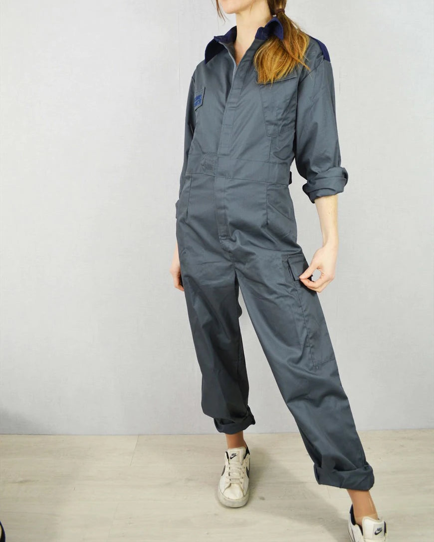 Vintage British Royal Air Force Overalls coveralls grey gray jumpsuit flight suit boilersuit tanker w