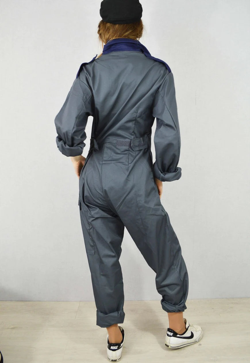 Vintage British Royal Air Force Overalls coveralls grey gray jumpsuit flight suit boilersuit tanker w