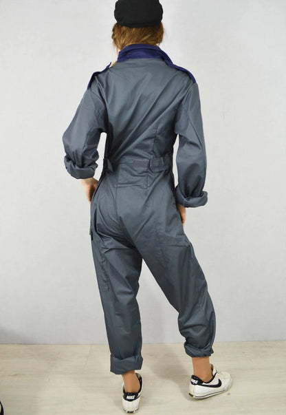 Vintage British Royal Air Force Overalls coveralls grey gray jumpsuit flight suit boilersuit tanker w