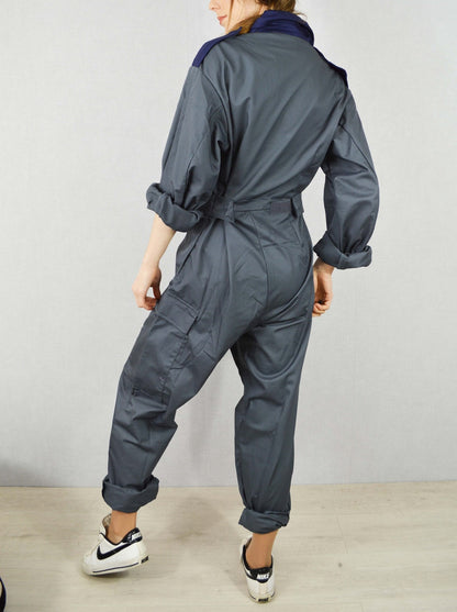 Vintage British Royal Air Force Overalls coveralls grey gray jumpsuit flight suit boilersuit tanker w