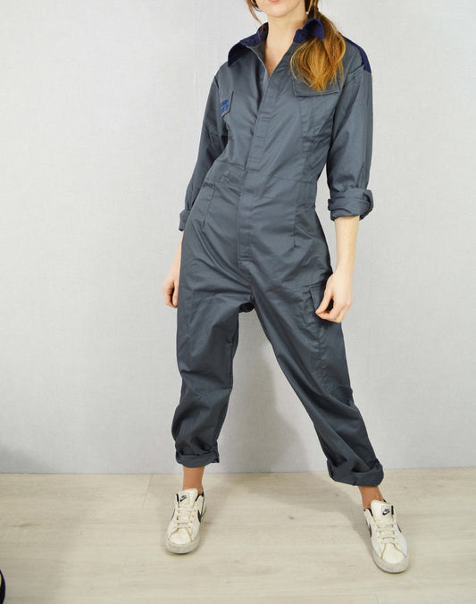 Vintage British Royal Air Force Overalls coveralls grey gray jumpsuit flight suit boilersuit tanker w
