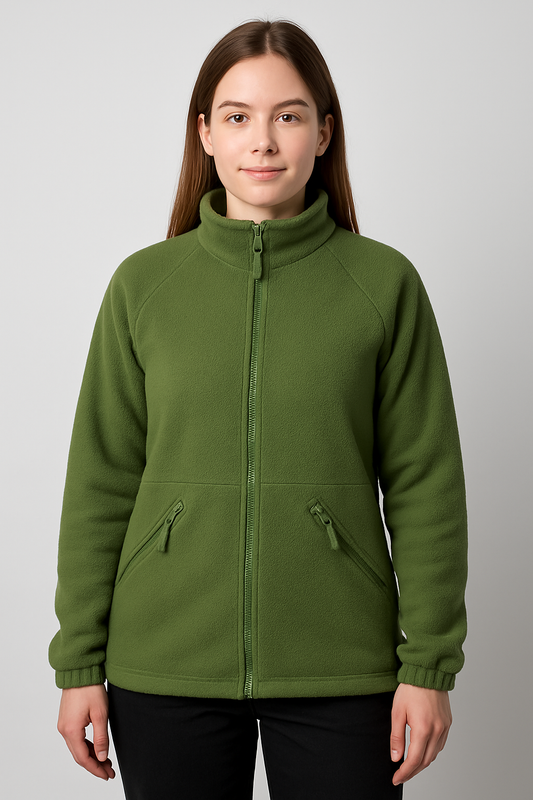 Vintage British Army soldier 95 Green fleece jacket sweater coat jumper thermal cold weather olive high collar women
