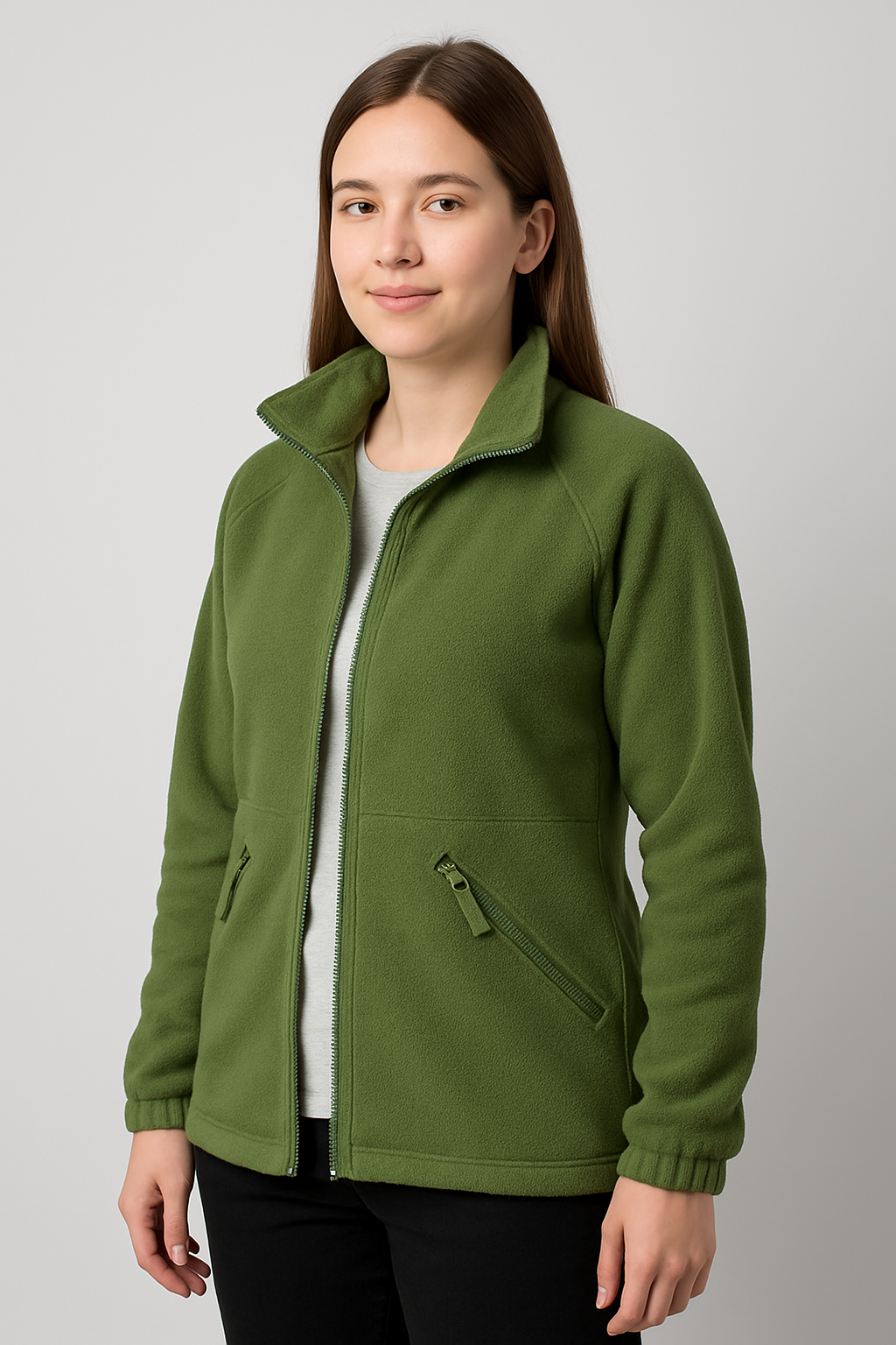 Vintage British Army soldier 95 Green fleece jacket sweater coat jumper thermal cold weather olive high collar women