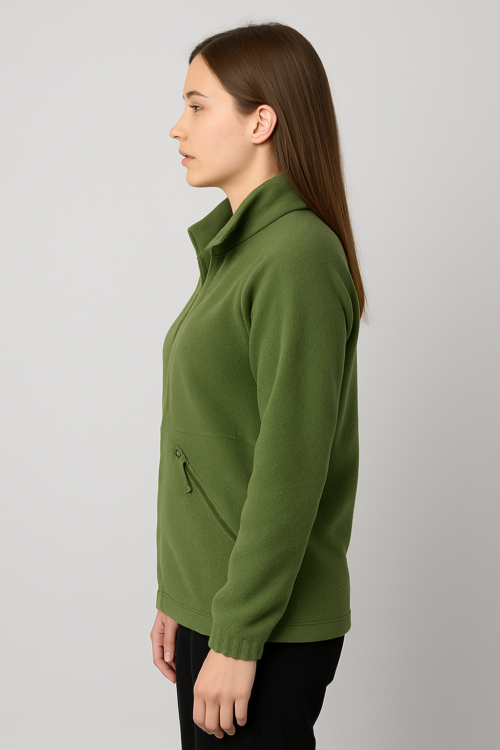 Vintage British Army soldier 95 Green fleece jacket sweater coat jumper thermal cold weather olive high collar women