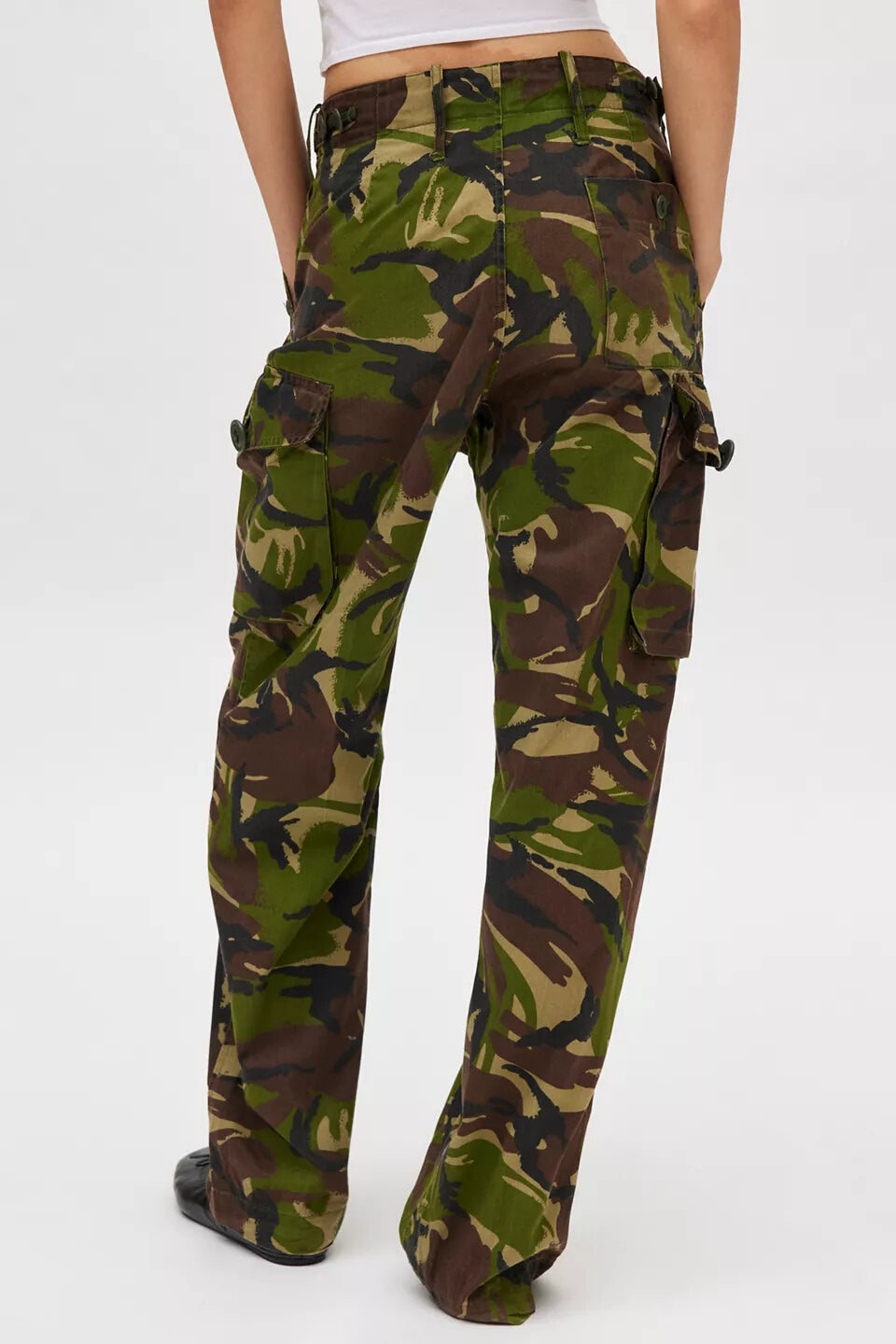 Vintage Women's British army soldier 95 camo trousers pants military camouflage cargo combat woodland DPM high waisted