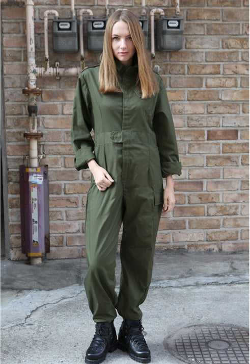 Vintage British Army green Overalls coveralls military jumpsuit flight suit boilersuit tanker olive khaki ladies