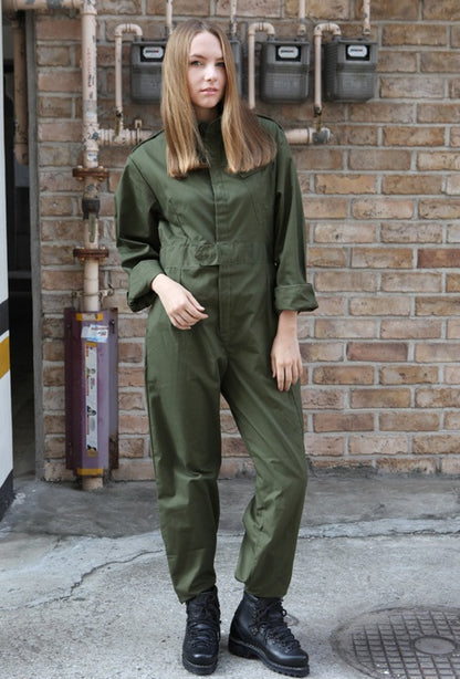 Vintage British Army green Overalls coveralls military jumpsuit flight suit boilersuit tanker olive khaki ladies