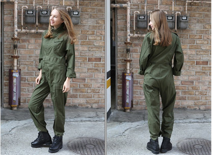 Vintage British Army green Overalls coveralls military jumpsuit flight suit boilersuit tanker olive khaki ladies